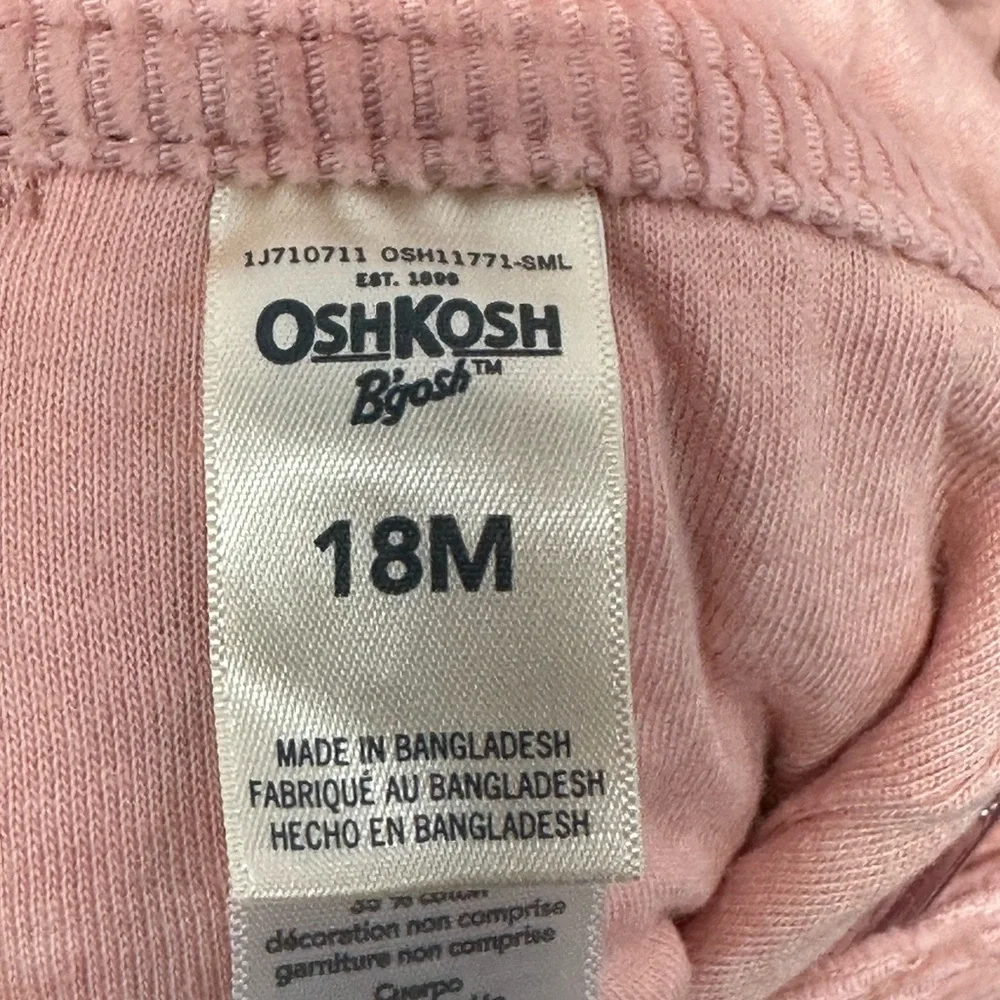 Oshkosh Baby Girls Pink Corduroy Overalls